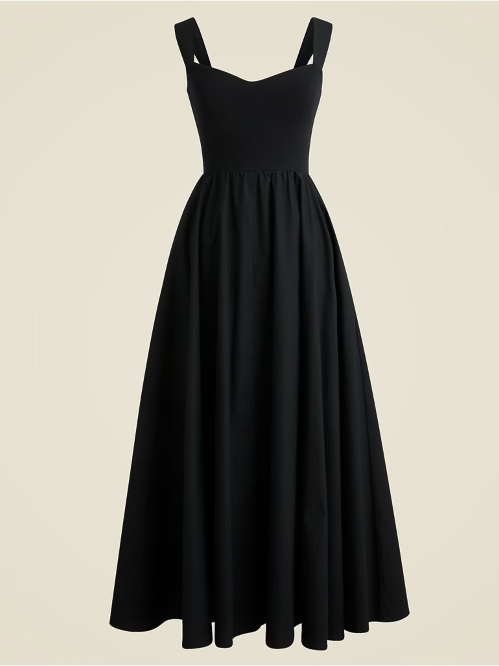 J. CREW Sweetheart Tank Maxi Dress with Cotton Poplin Full Skirt Black 2X NEW